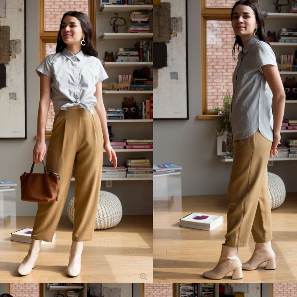 Amanda Moss Peggy Pant in Camel Tencel, Size Large